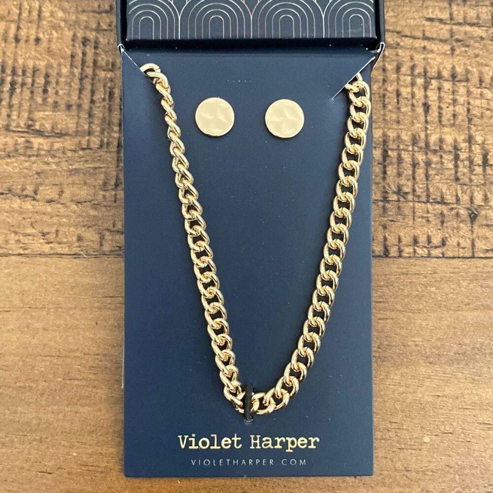 Violet Harper - Elana Link - Gold - Necklace & Earring Set -Brand New!